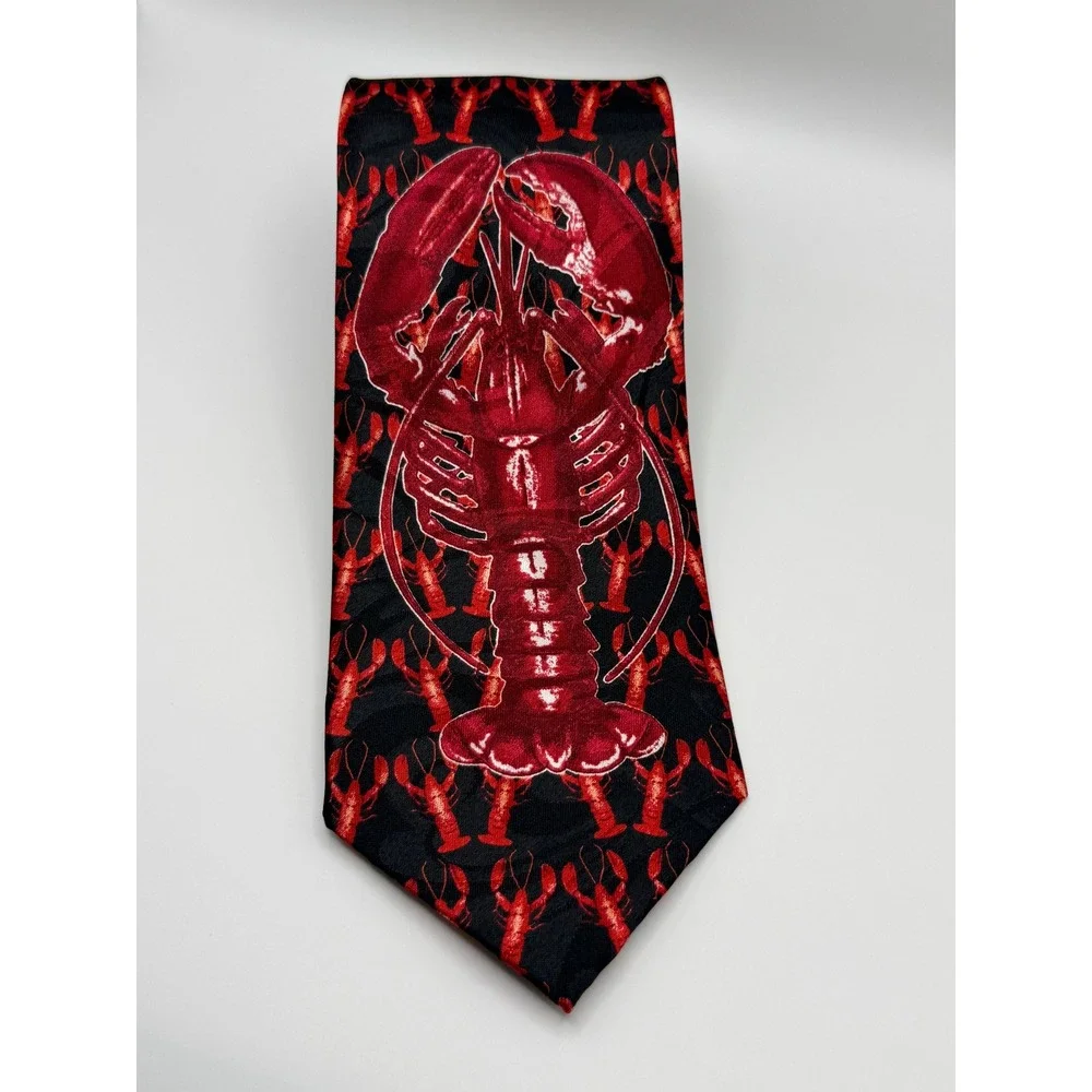 Fratello Necktie OS Lobster Crab Seafood Platter Nautical Kitsch Novelty Black